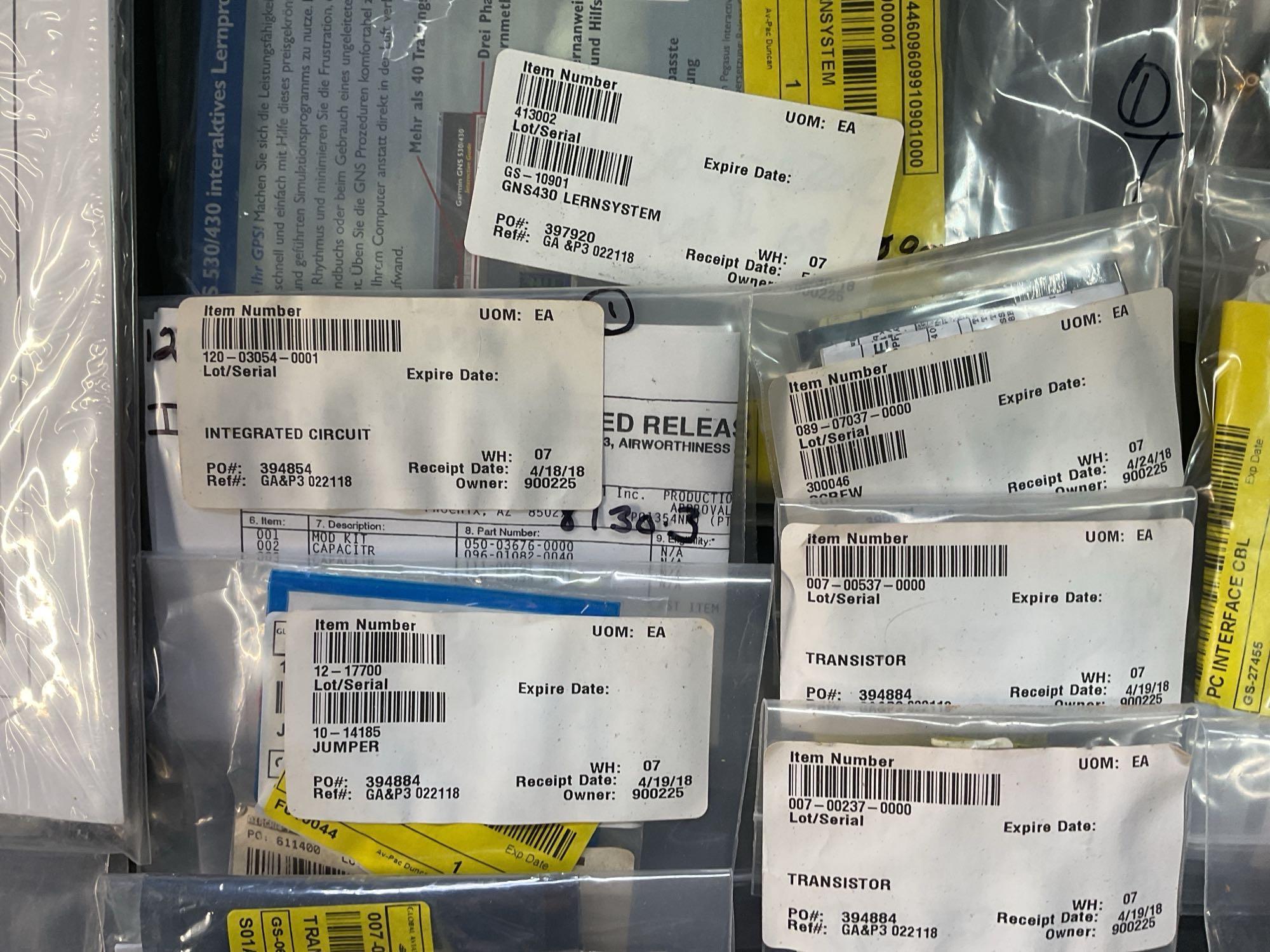 BOXES OF GARMIN & KING DATA CARDS, MOUNTS & AVIONICS REPAIR INVENTORY