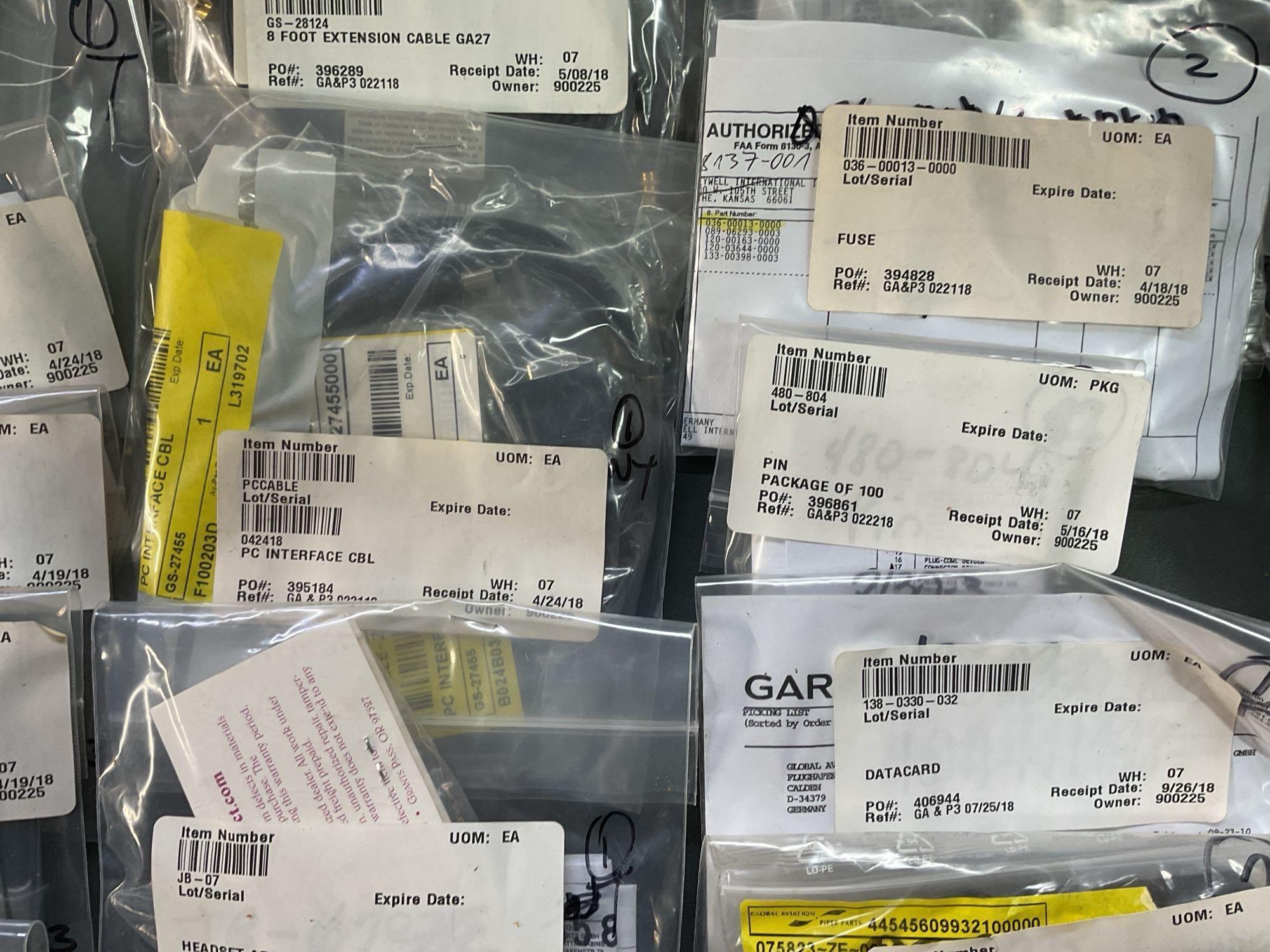 BOXES OF GARMIN & KING DATA CARDS, MOUNTS & AVIONICS REPAIR INVENTORY
