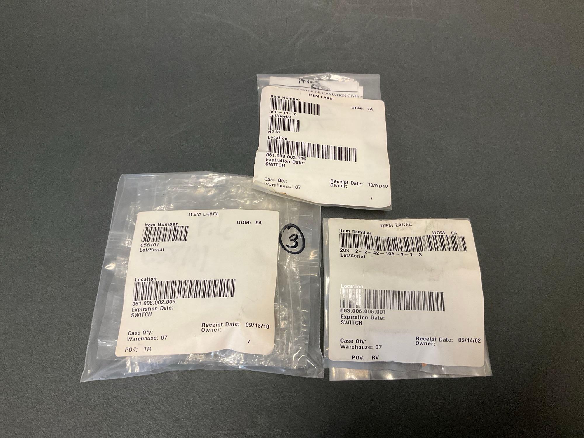 (BOXES OF NAV LIGHT B7890-1A, RED LENSE 09961-1, NEW SWITCHES, LIGHTING & ELECTRICAL INV.