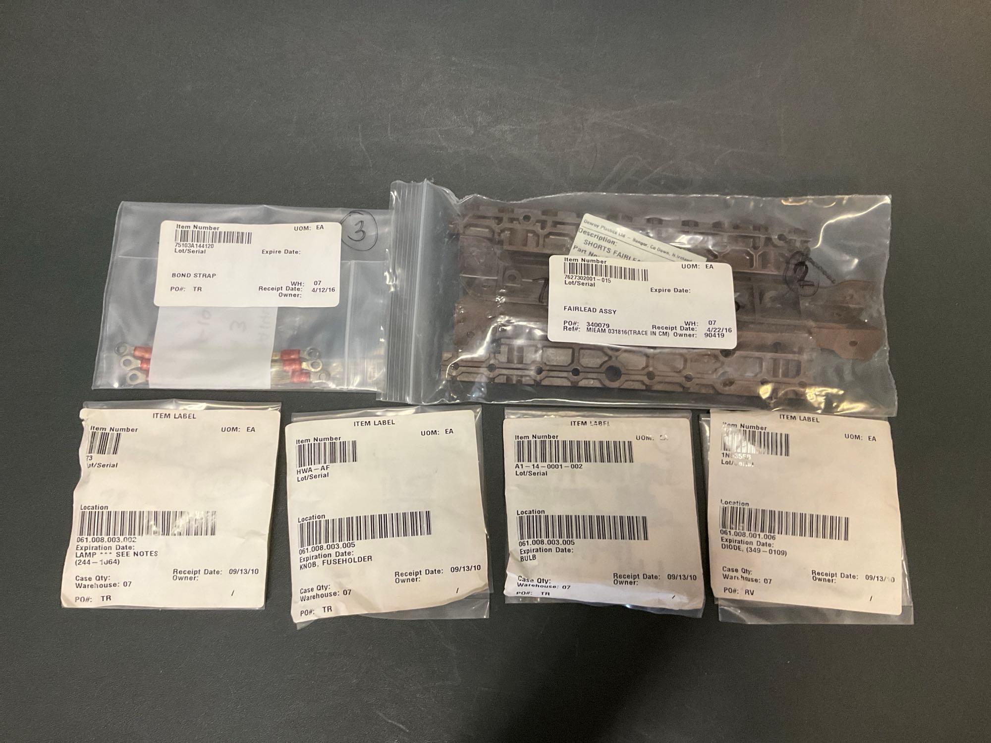 (BOXES OF NAV LIGHT B7890-1A, RED LENSE 09961-1, NEW SWITCHES, LIGHTING & ELECTRICAL INV.