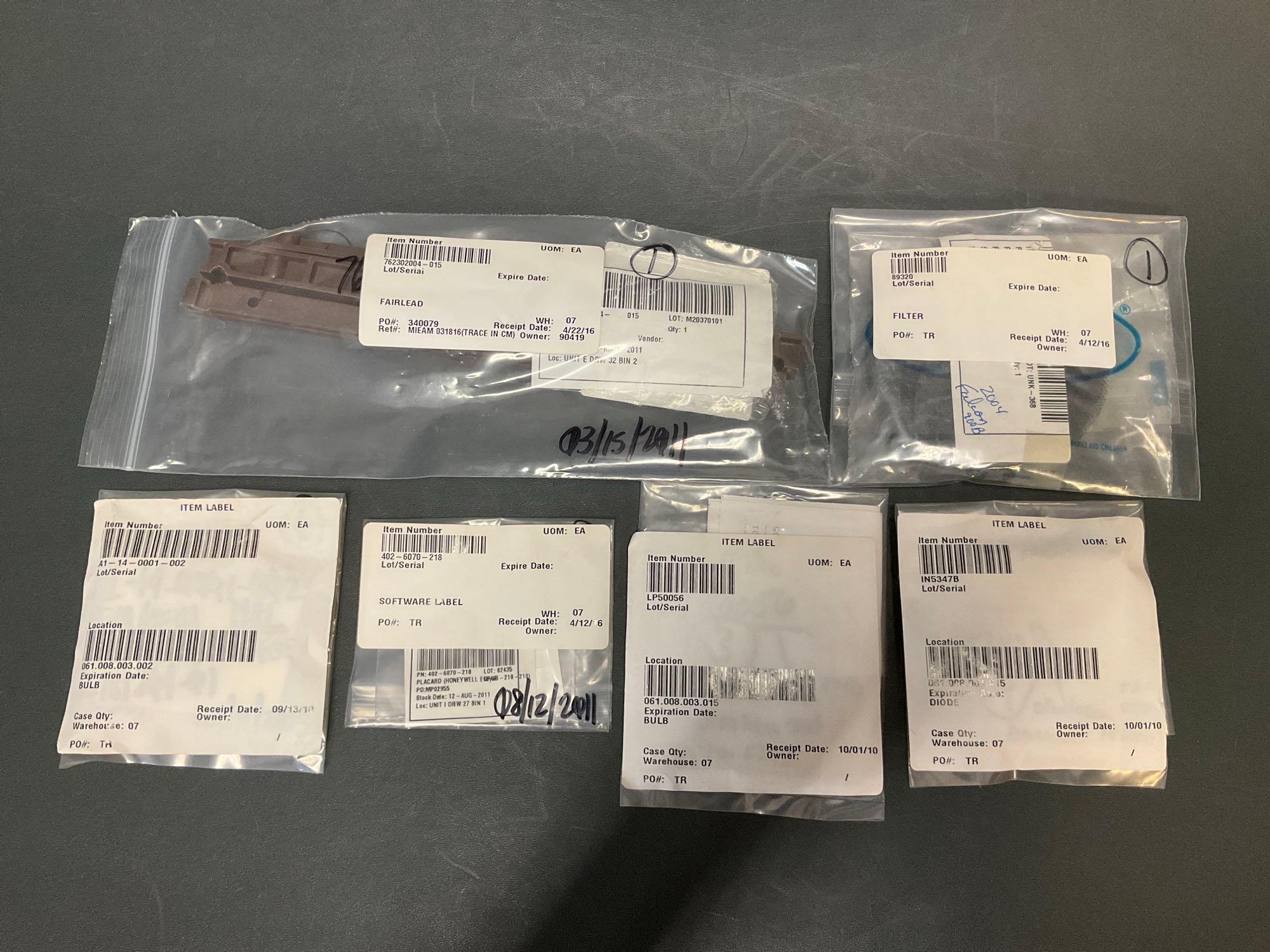 (BOXES OF NAV LIGHT B7890-1A, RED LENSE 09961-1, NEW SWITCHES, LIGHTING & ELECTRICAL INV.
