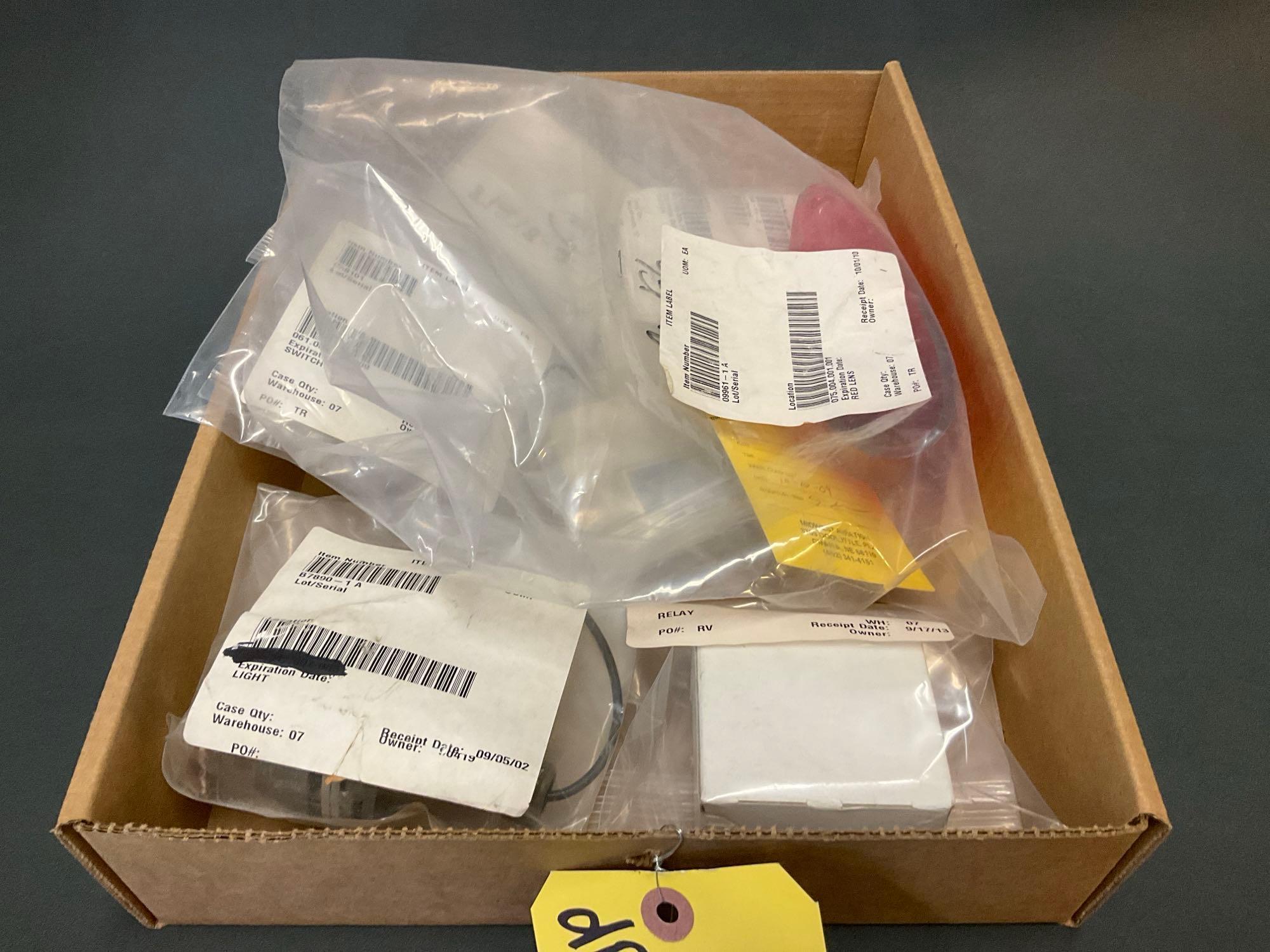 (BOXES OF NAV LIGHT B7890-1A, RED LENSE 09961-1, NEW SWITCHES, LIGHTING & ELECTRICAL INV.