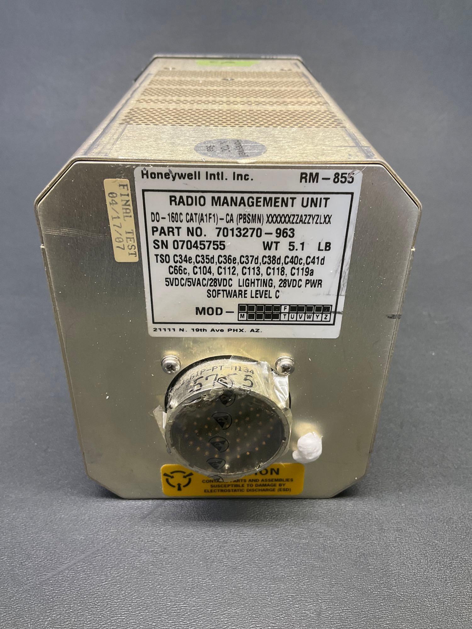 HONEYWELL RM-855 RADIO MANAGEMENT UNIT 7013270-963 (NEEDS REPAIR) S/N 07045755