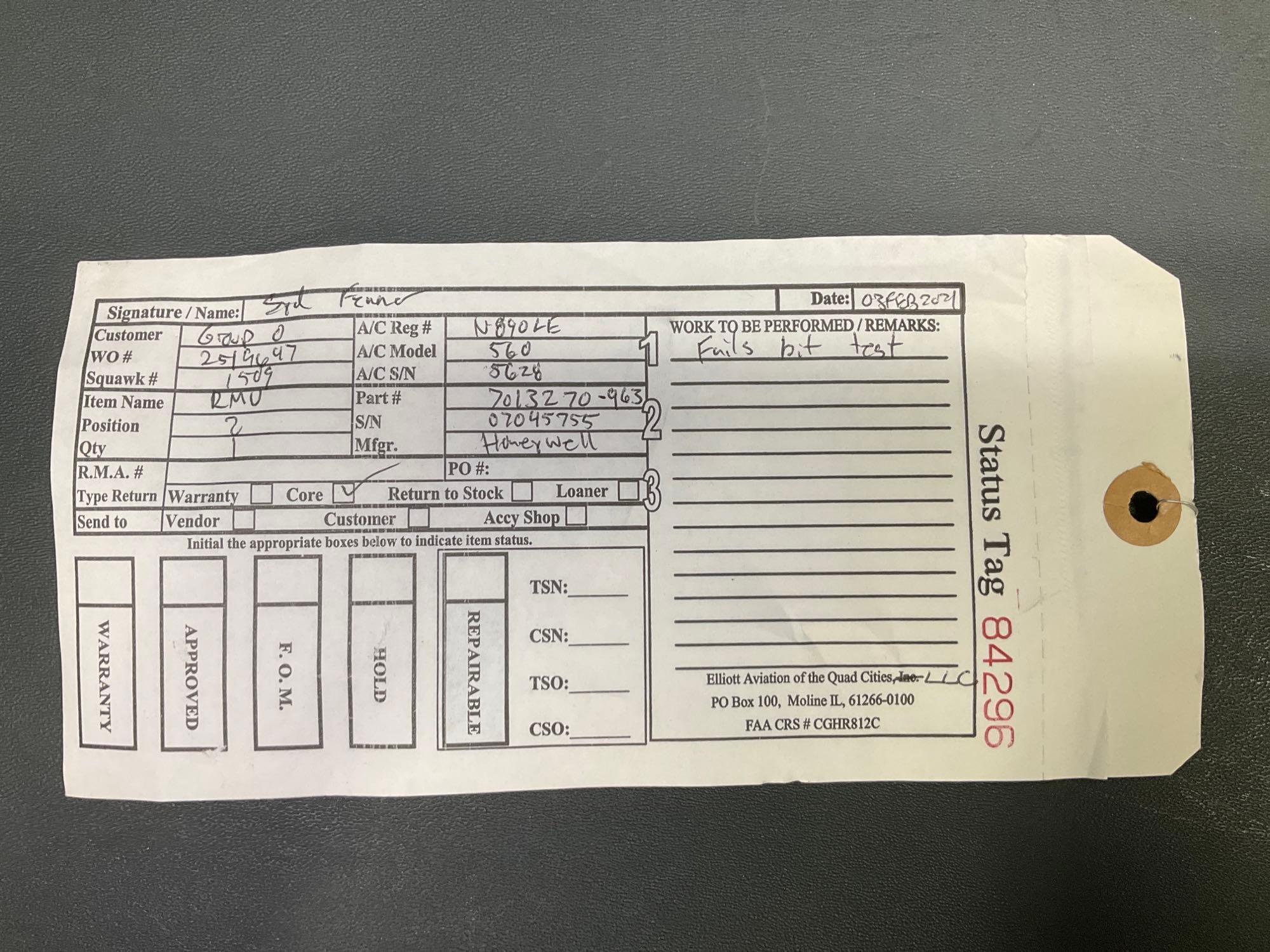 HONEYWELL RM-855 RADIO MANAGEMENT UNIT 7013270-963 (NEEDS REPAIR) S/N 07045755