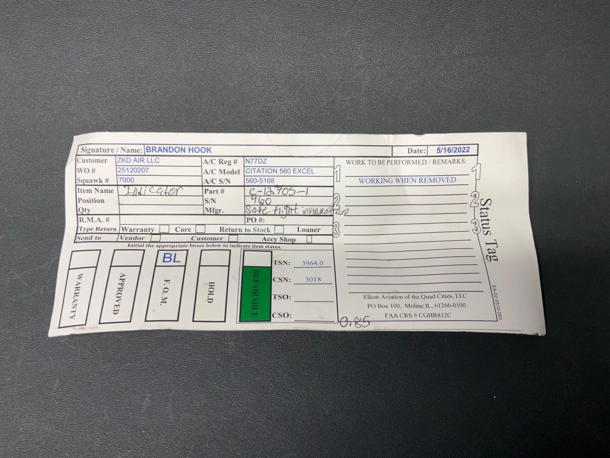 MISC BEECH & CITATION INSTRUMENTS 9053-3023, 6900027-3, 522519 & C-12705-1