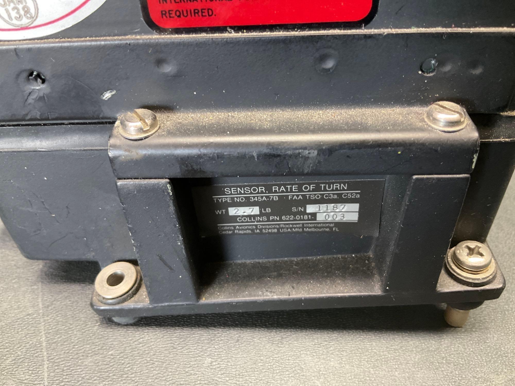 COLLINS 345A-7B RATE OF TURN SENSOR 622-0181-003 (WWR) S/N 1187