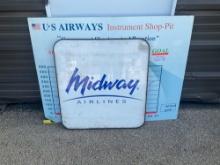 MIDWAY AIRLINES 28" X 30" & US AIRWAYS SIGNS 4' X 3'