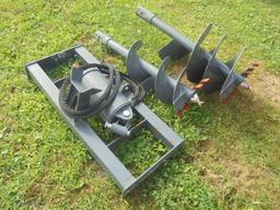 New Wolverine SSL Hydraulic Post Hole Digger w/ 12" & 18" Augurs