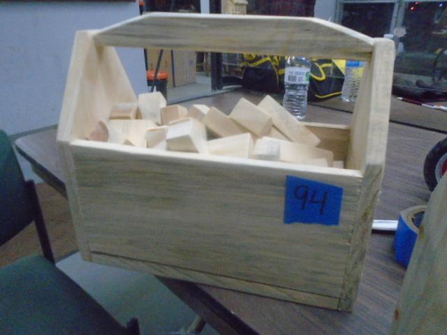 Childrens Wooden Toolbox w/ Wood Blocks