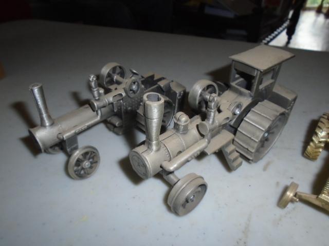(8) Pewter / Gold Plated Tractors