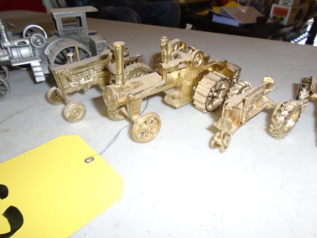 (8) Pewter / Gold Plated Tractors