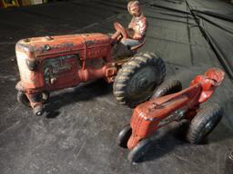 Group of 4 Tractors, 2 Auburn Rubber, Small IH 66 Series, Plastic Tractor w