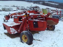 New Holland 1431 Center Pivot Discbine, Drawbar Hookup, Rubber Roller Condi