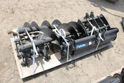 8 Piece Mini Excavator Attachment Set That Includes: Buckets, Post Hole Dig
