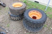 Set Of 4 Used 12-16.5 SSL Tires On 8 Bolt Rims