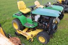 John Deere 455 Diesel Garden Tractor w/ 60" Deck, 2379 Hours, Bar Tires, Ru