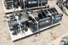 8 Piece Mini Excavator Attachment Set That Includes: Buckets, Post Hole Dig