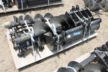 8 Piece Mini Excavator Attachment Set That Includes: Buckets, Post Hole Dig