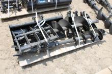 8 Piece Mini Excavator Attachment Set That Includes: Buckets, Post Hole Dig
