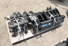 8 Piece Mini Excavator Attachment Set That Includes: Buckets, Post Hole Dig