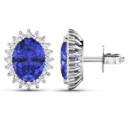 14KT White Gold 2.18ctw Tanzanite and Diamond Earrings