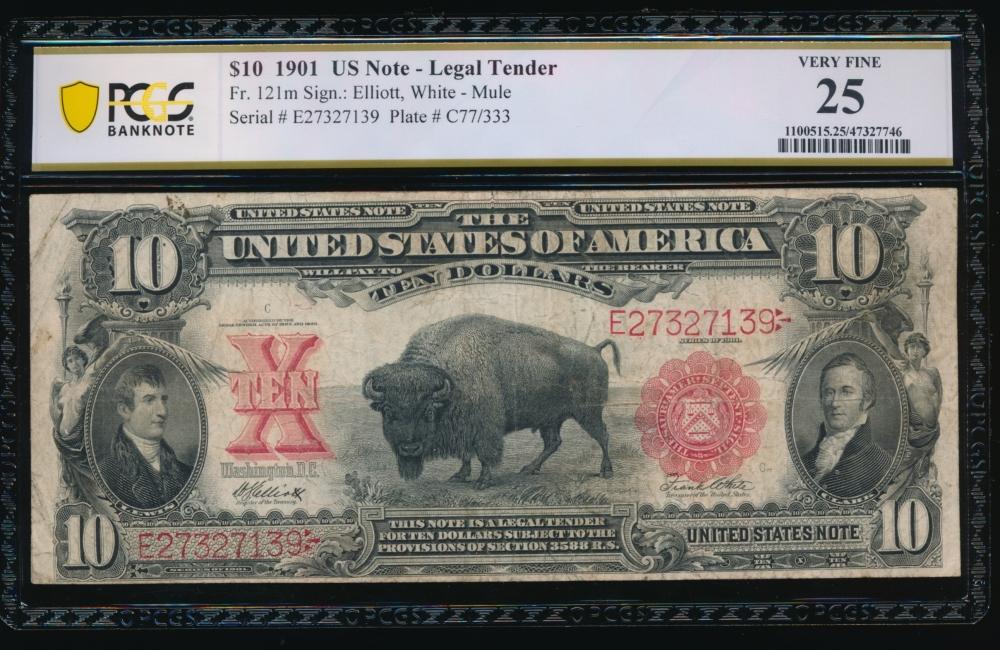 1901 $10 Bison Legal Tender Note PCGS 25
