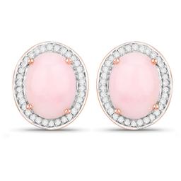 14KT Rose Gold 4.20ctw Pink Opal and White Diamond Earrings