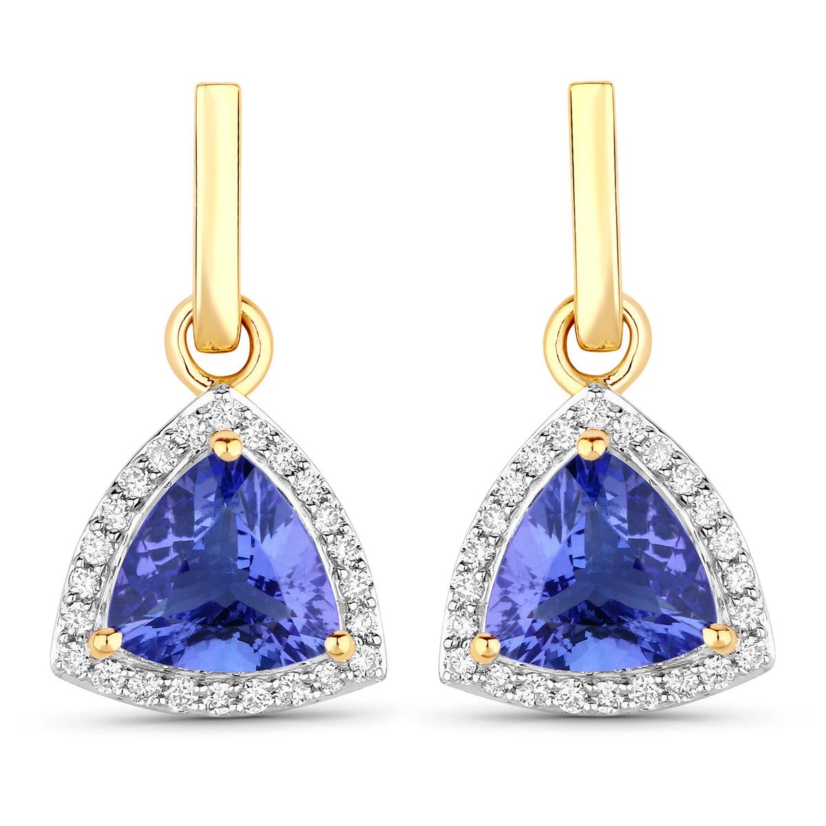 14KT Yellow Gold 3.86ctw Tanzanite and White Diamond Earrings