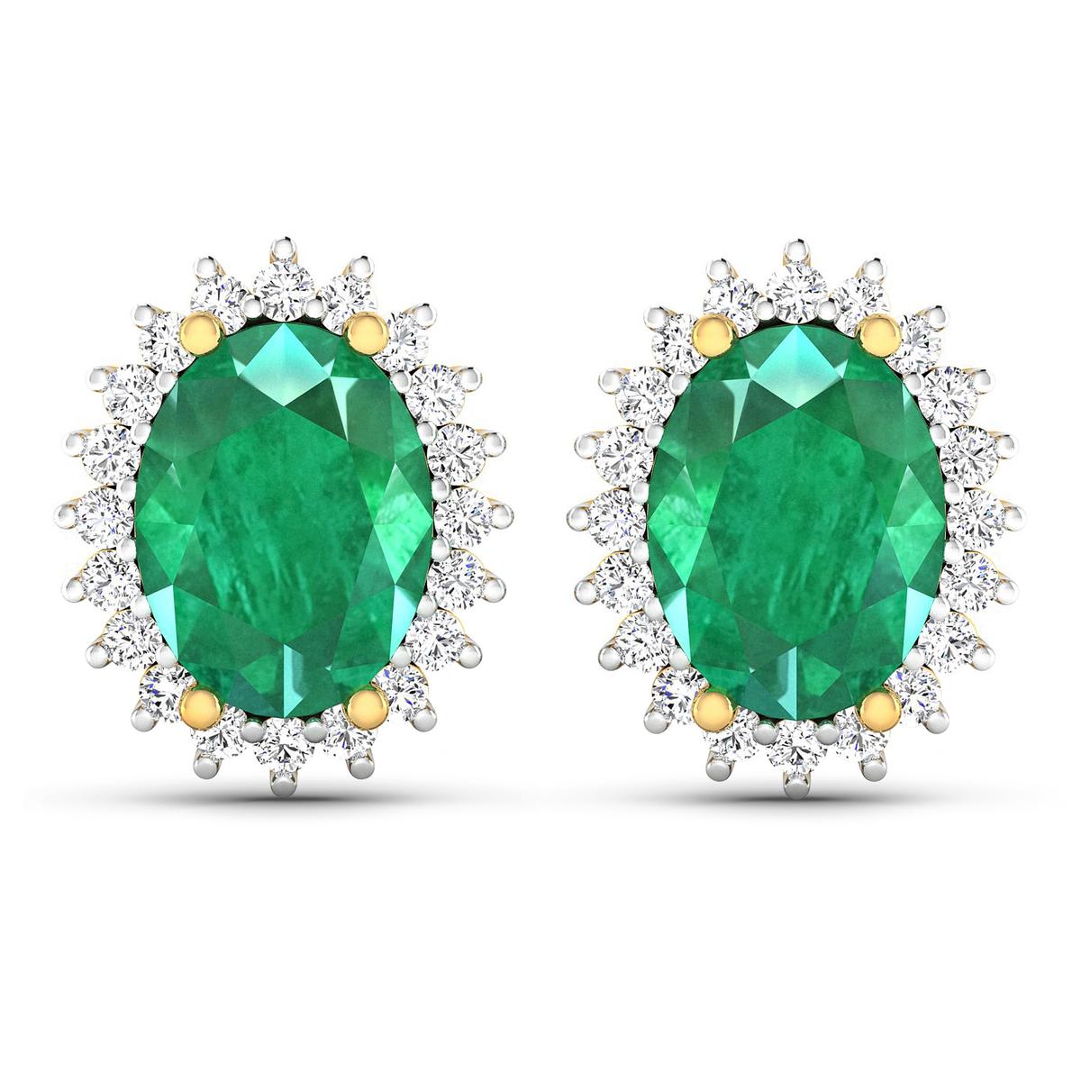 14KT Yellow Gold 2.00ctw Emerald and Diamond Earrings