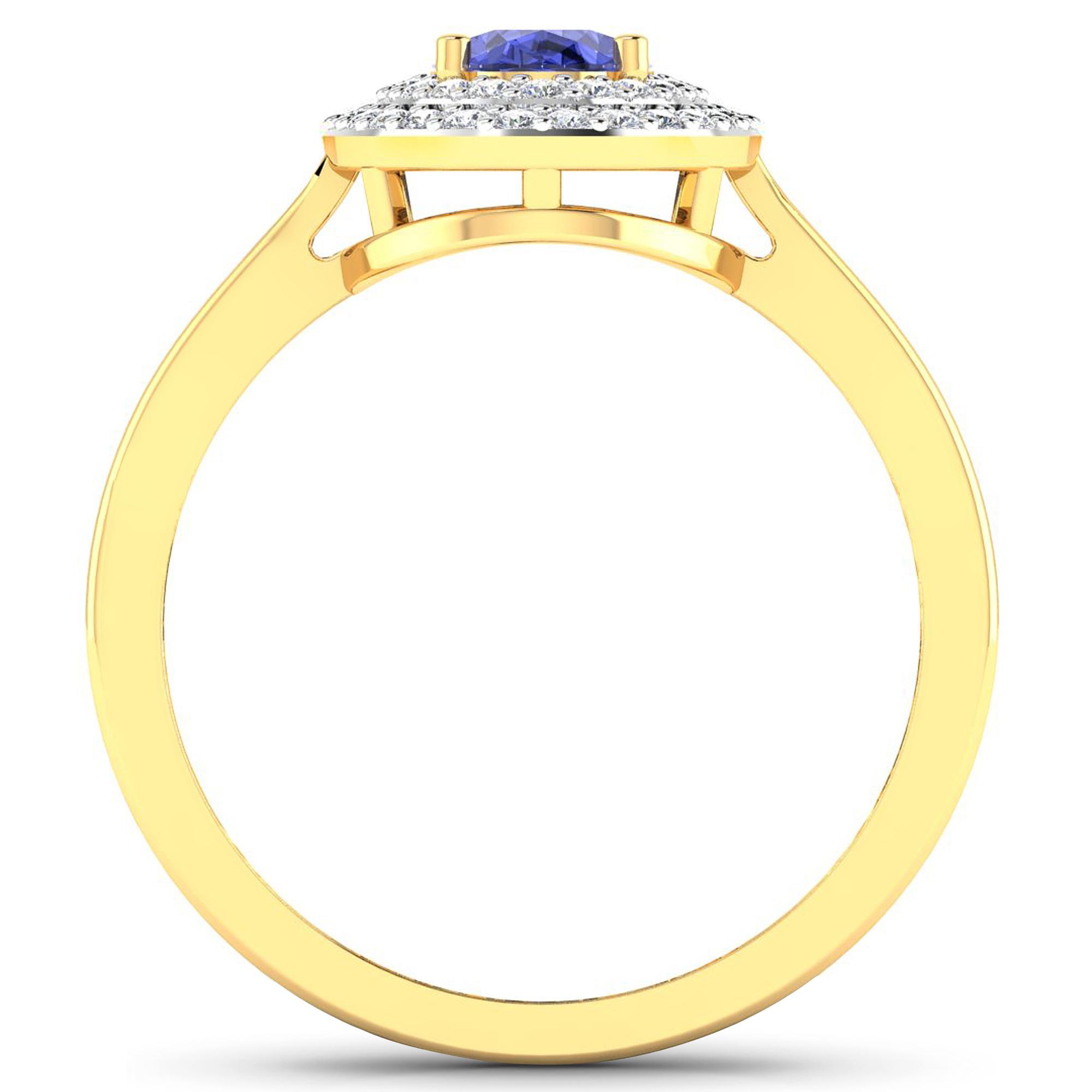 14KT Yellow Gold 0.75ct Tanzanite and Diamond Ring