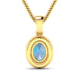 14KT Yellow Gold 0.96ct Aquamarine and Diamond Pendant with Chain