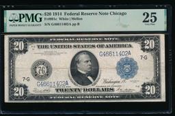 1914 $20 Chicago FRN PMG 25