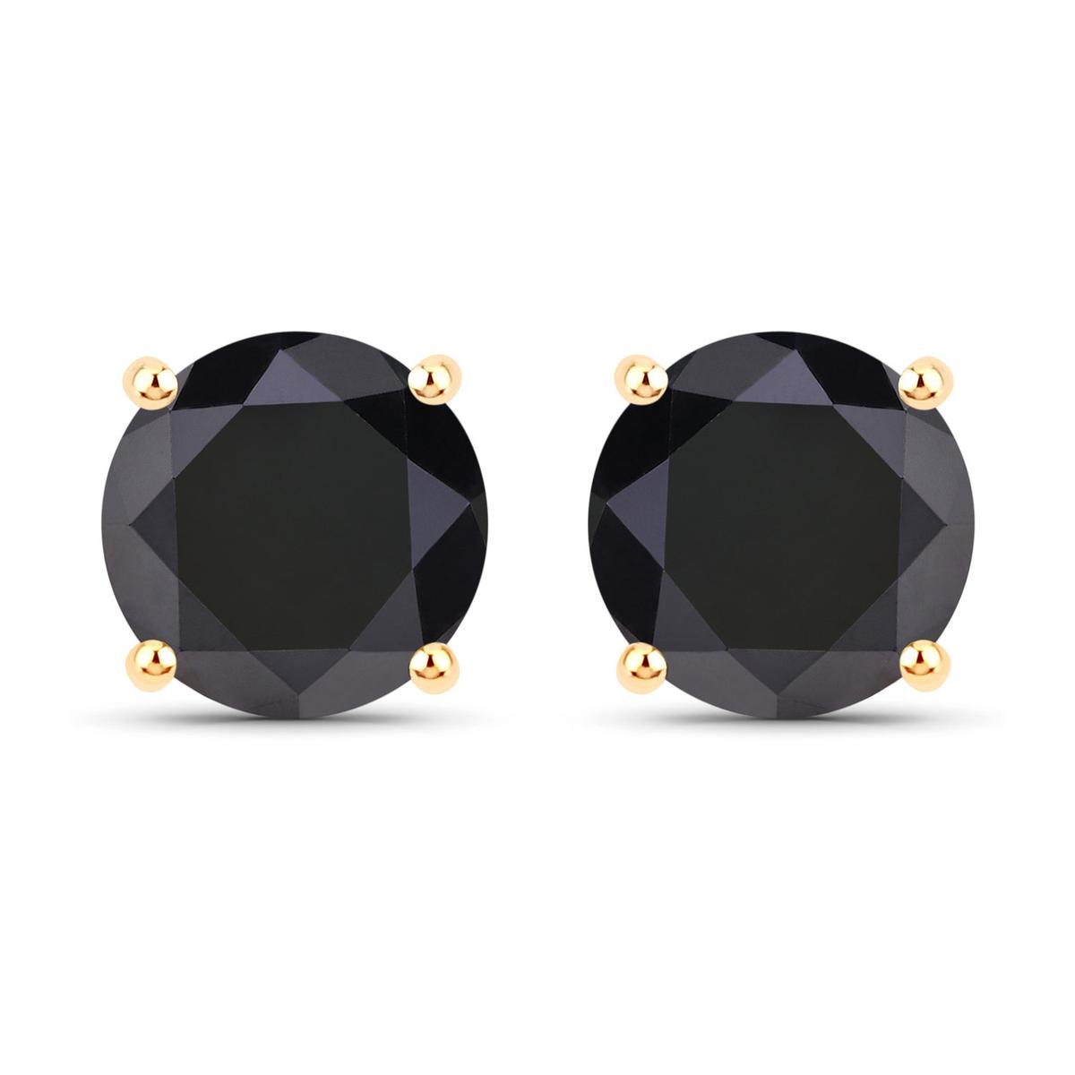 14KT Yellow Gold 5.41ctw Black Diamond Earrings