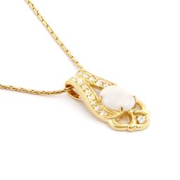 Plated 18KT Yellow Gold 3.00ct Opal and White Topaz Pendant with Chain