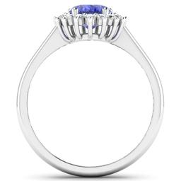 14KT White Gold 1.41ct Tanzanite and Diamond Ring