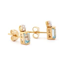 Plated 18KT Yellow Gold 1.34cts Blue Topaz and Diamond Earrings