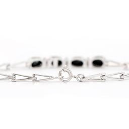 Plated Rhodium 4.05cts Black Sapphire and Diamond Bracelet