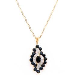 Plated 18KT Yellow Gold 2.81ctw Black Sapphire and Diamond Pendant with Chain