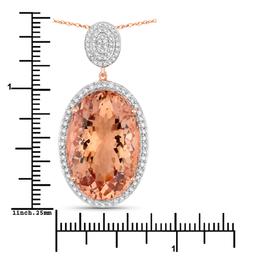 14KT Rose Gold 23.83ct Morganite and Diamond Pendant with Chain