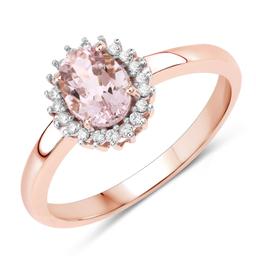 14KT Rose Gold 0.81ctw Morganite and White Diamond Ring