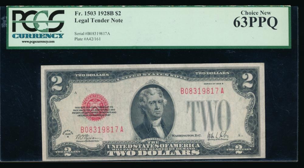 1928B $2 Legal Tender Note PCGS 63PPQ