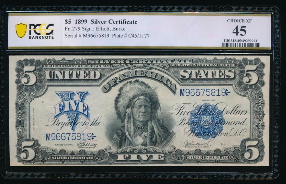 1899 $5 Chief Silver Certificate PCGS 45