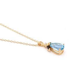 Plated 18KT Yellow Gold 5.45ctw Blue Topaz and Black Sapphire Pendant with Chain