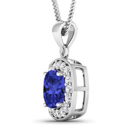 14KT White Gold 2.10ct Tanzanite and Diamond Pendant with Chain