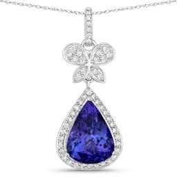 18KT White Gold 5.16ct Tanzanite and Diamond Pendant with Chain