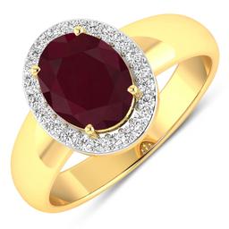 14KT Yellow Gold 2.3ct Ruby and Diamond Ring