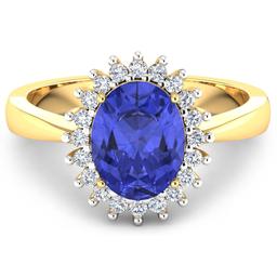 14KT Yellow Gold 1.09ct Tanzanite and Diamond Ring