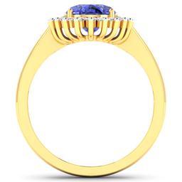 14KT Yellow Gold 1.09ct Tanzanite and Diamond Ring