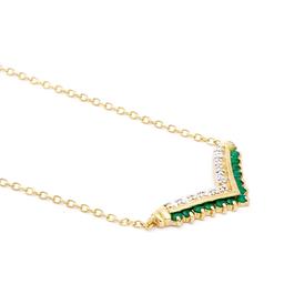 Plated 18KT Yellow Gold 0.59cts Green Agate and Diamond Necklace