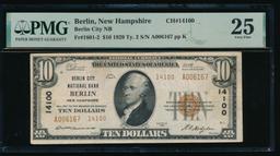 1929 $10 Berlin NH National PMG 25